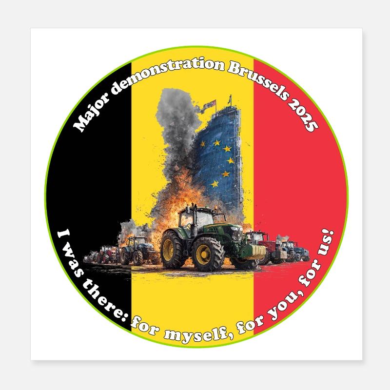 Farmers' protests in Brussels 2025 Poster 8" x 8" (20x20 cm)