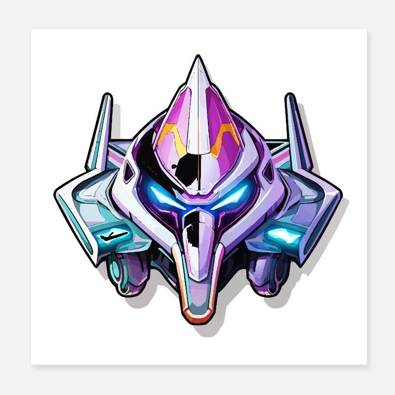 Neon Mech Kriegerhelm Poster 20x20 cm