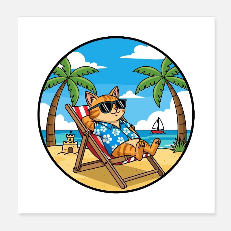 Ambiance vacances estivales à Cool Cat Beach Poster 20 x 20 cm