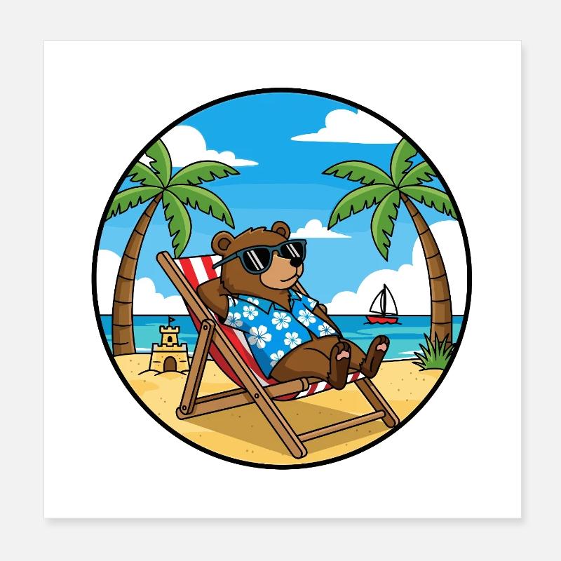 Ambiance estive des vacances à Cool Bear Beach Poster 20 x 20 cm