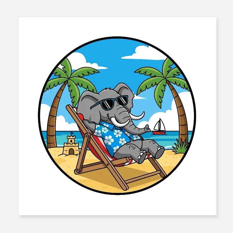 Coole Elefantenstrandferien-Sommervibes Poster 20x20 cm