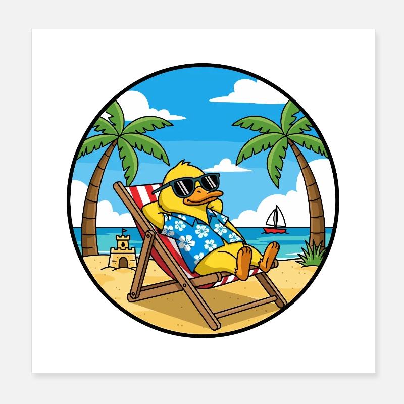 Cool Duck Beach Vacation Summer Vibes Poster 20x20 cm