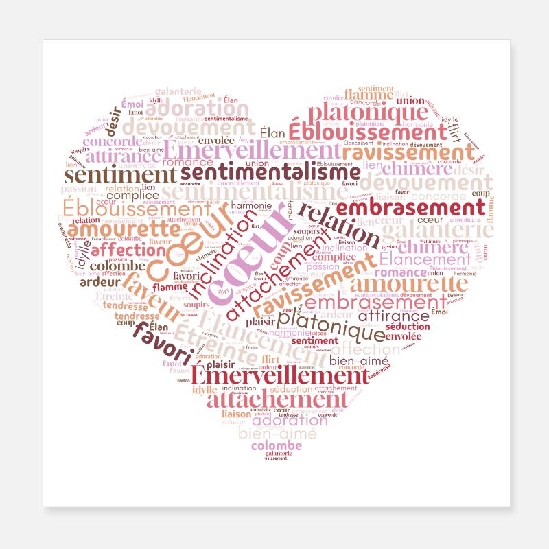 Herz der Worte in Liebe Poster 20x20 cm