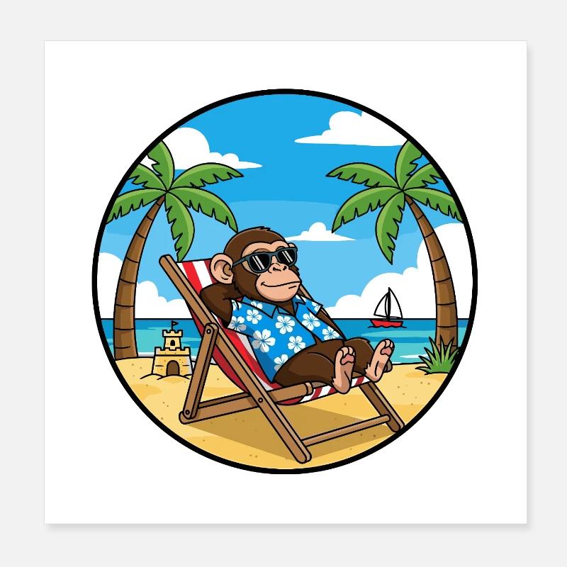 Ambiance Vacances d’été à Monkey Beach Cool Poster 20 x 20 cm