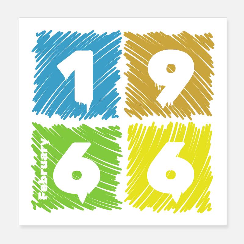 60. Écussons Geburtstag Farbige depuis 02/1966 Poster 20 x 20 cm