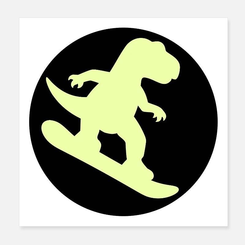 Kinder Snowboard Dinosaurier Poster 20x20 cm