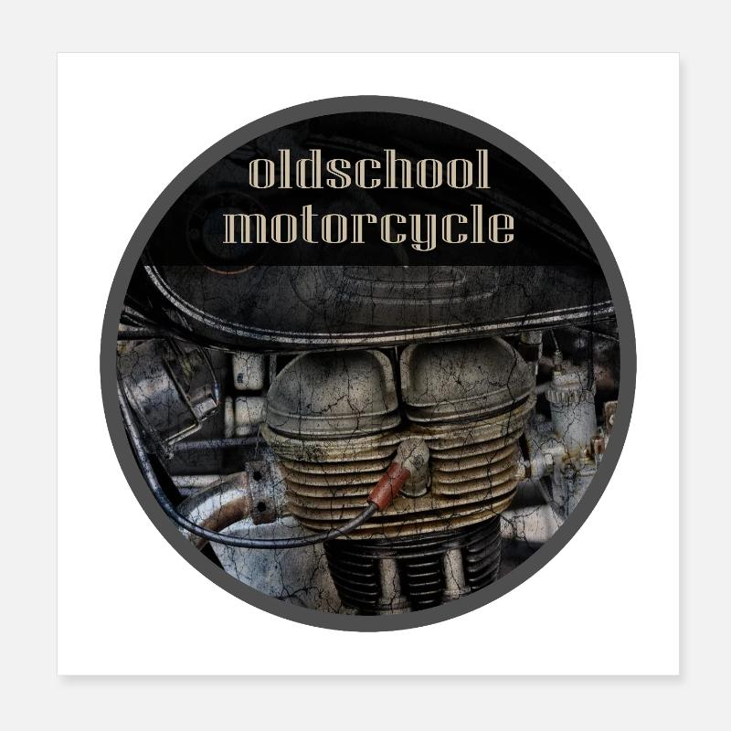 Oldschool Motorcycle Poster 8" x 8" (20x20 cm)