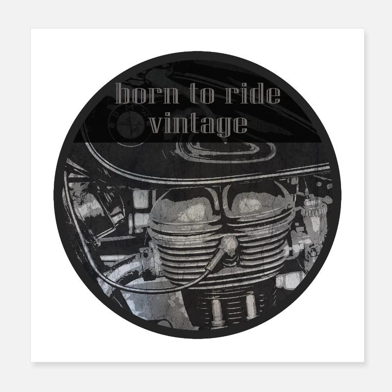 Born to Ride Vintage Engine Poster 20x20 cm