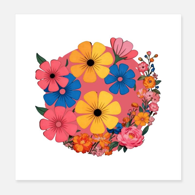 Blumen im Retro-Pop Poster 20x20 cm