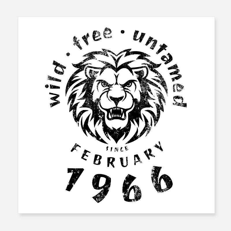 60e anniversaire Sauvage, libre et indompté depuis 02/1966 Poster 20 x 20 cm