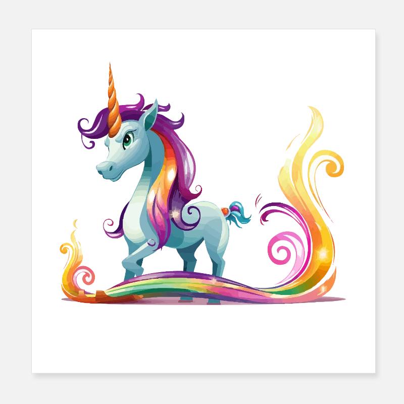 Regenbogen-Einhorn Farbströme Poster 20x20 cm