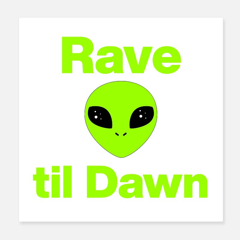 Rave à l’aube – Fête Alien ! Mayday, EDM Poster 20 x 20 cm