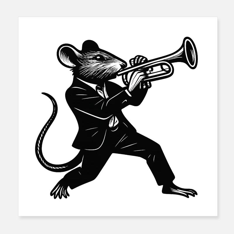 Jazzrat Trompeter im Anzug Poster 20x20 cm