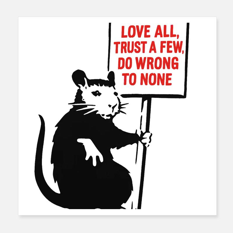 Rat with protest sign Poster 8" x 8" (20x20 cm)