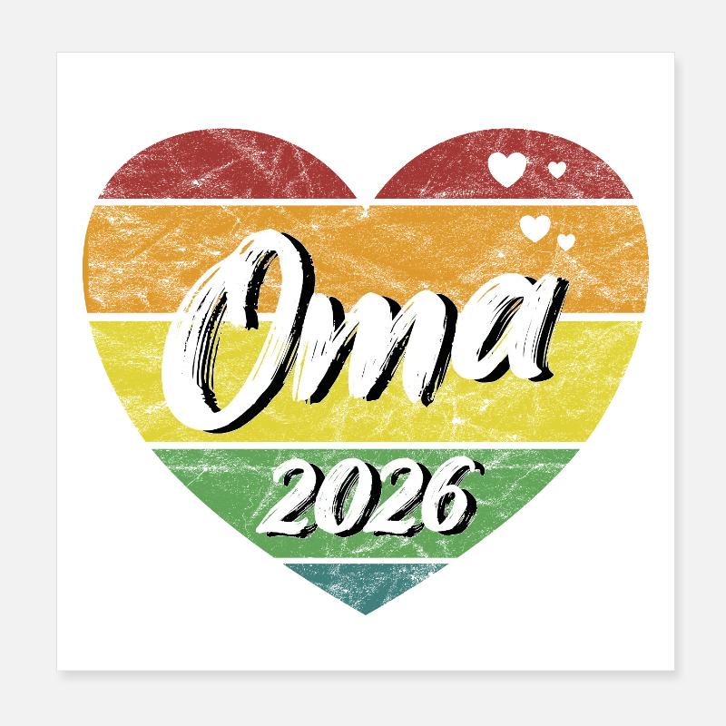 Oma 2026 Großmutter werdende Oma retro vintage - Poster 20x20 cm - Weiß