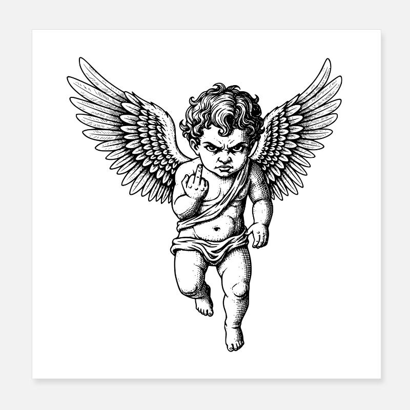 Classic Cherub with Large Wings Poster 8" x 8" (20x20 cm)