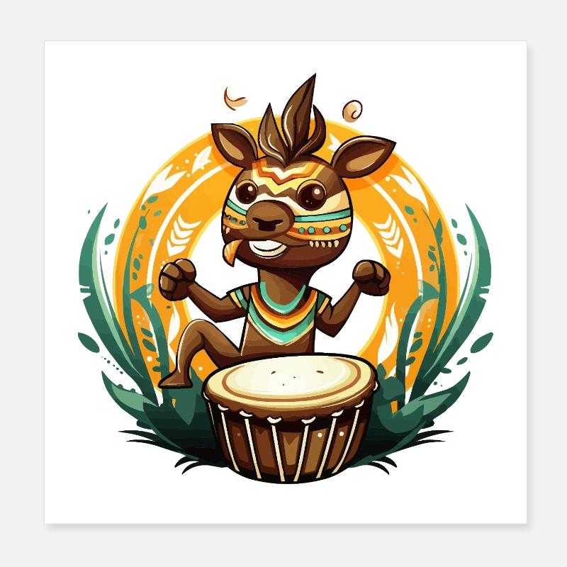 Trommelheld Tribalfohlen Poster 20x20 cm