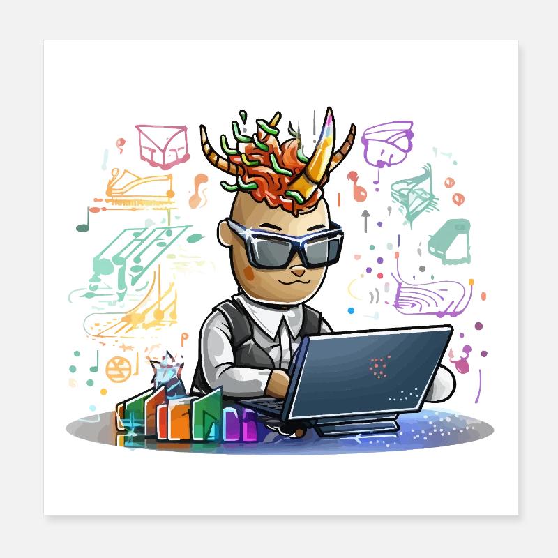 Infernal designer on laptop Poster 8" x 8" (20x20 cm)
