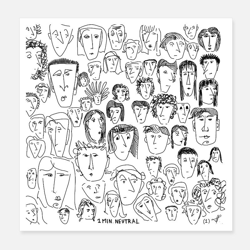 Visages neutres de 1 minute (1) Poster 20 x 20 cm
