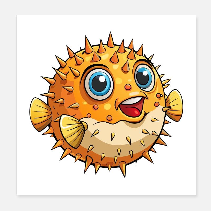 puffer fish Poster 8" x 8" (20x20 cm)