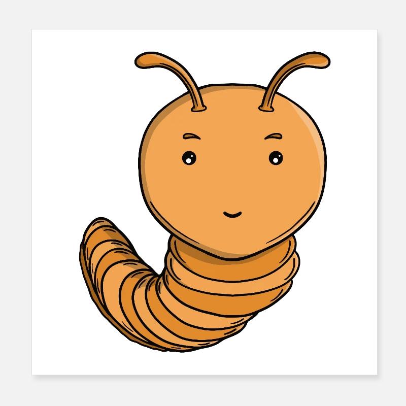 Mignonne Chenille Pourpre Pourpre Joyeuse Kawaii Poster 20 x 20 cm