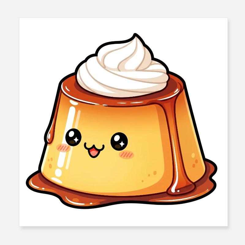 Kawaii Karamellpudding Poster 20x20 cm
