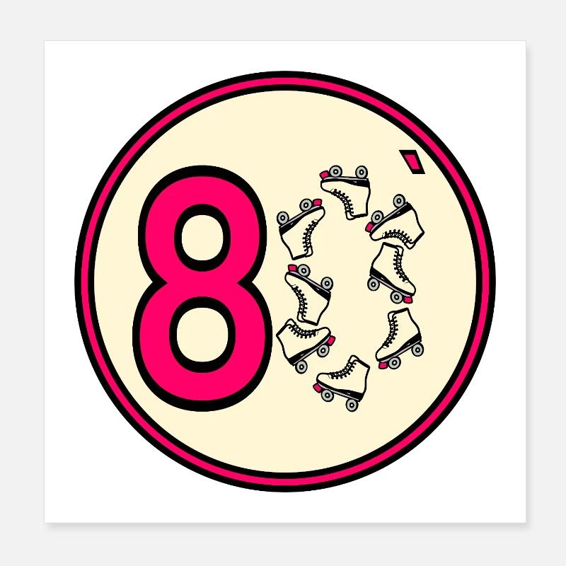 Eighties 80s Roller Skates Poster 8" x 8" (20x20 cm)