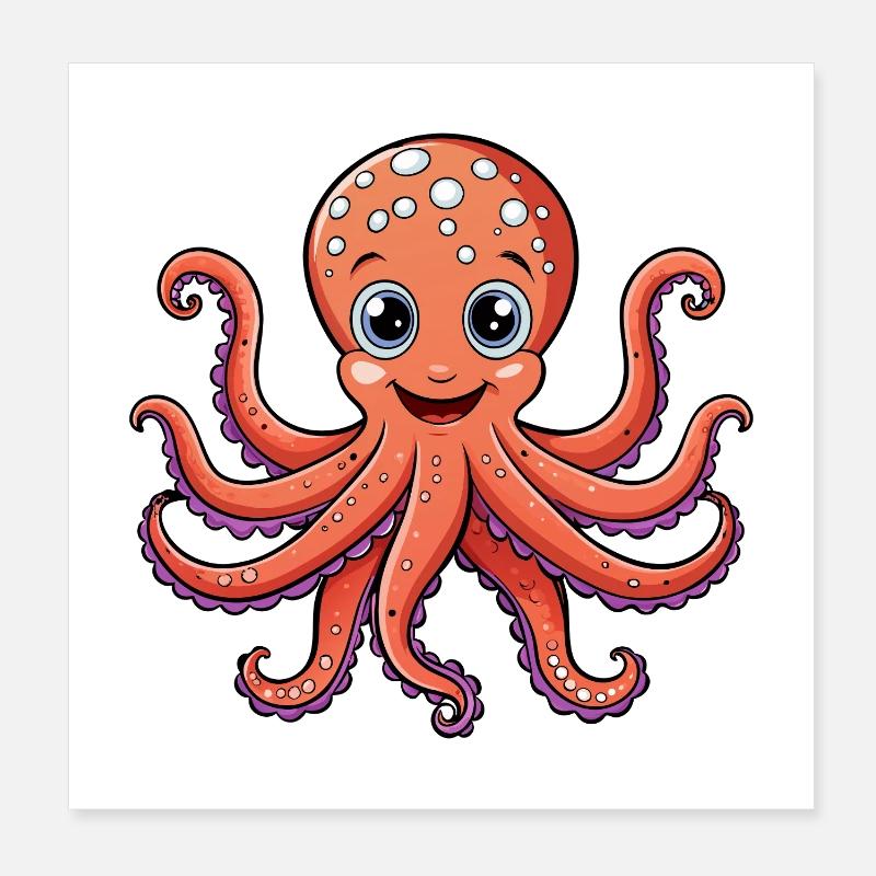Octopus Poster 8" x 8" (20x20 cm)
