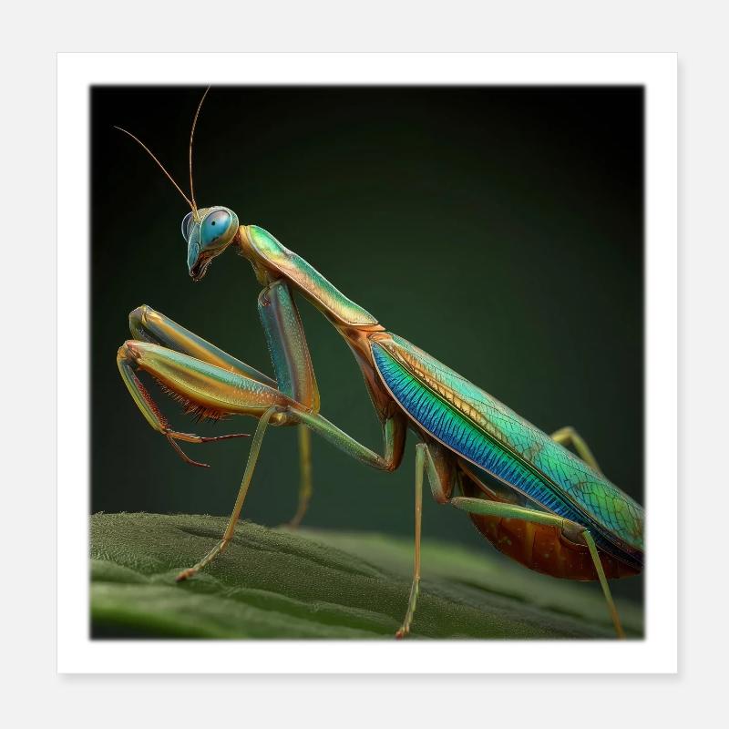 Mante irisée dans le style macro Poster 20 x 20 cm