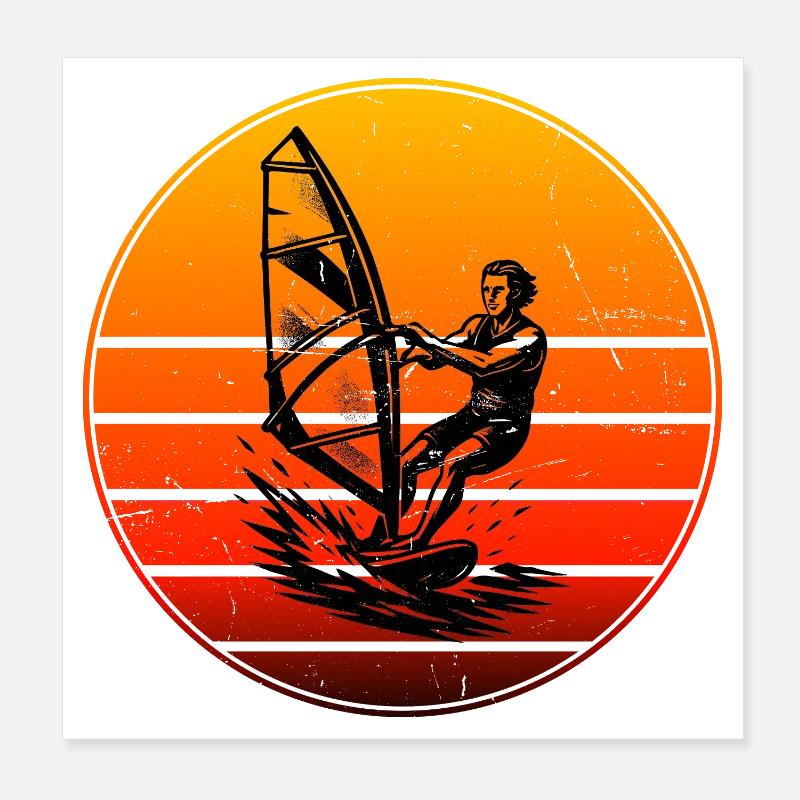 Minimalistisches Windsurfing Motiv Poster 20x20 cm