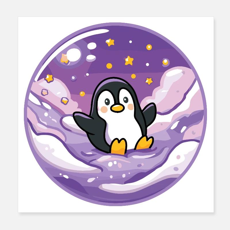 Pinguin im Eis-Universum Poster 20x20 cm
