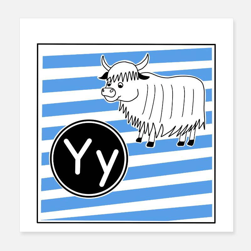 Y pour Yak Poster 20 x 20 cm