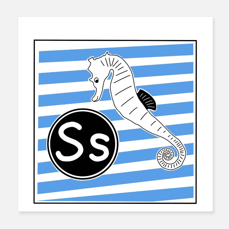 S pour hippocampe Poster 20 x 20 cm