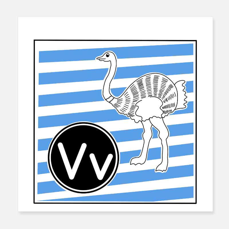 V wie Vogelstrauß Poster 20x20 cm
