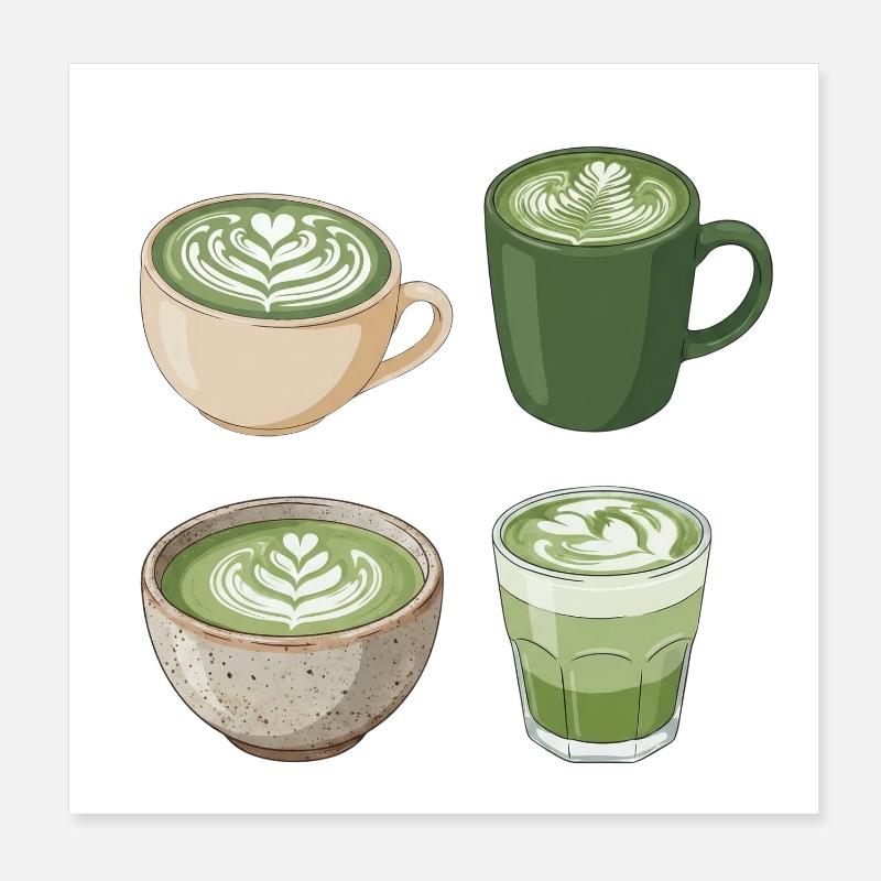 Matcha Love – Illustration de Matcha Latte sucré Poster 20 x 20 cm