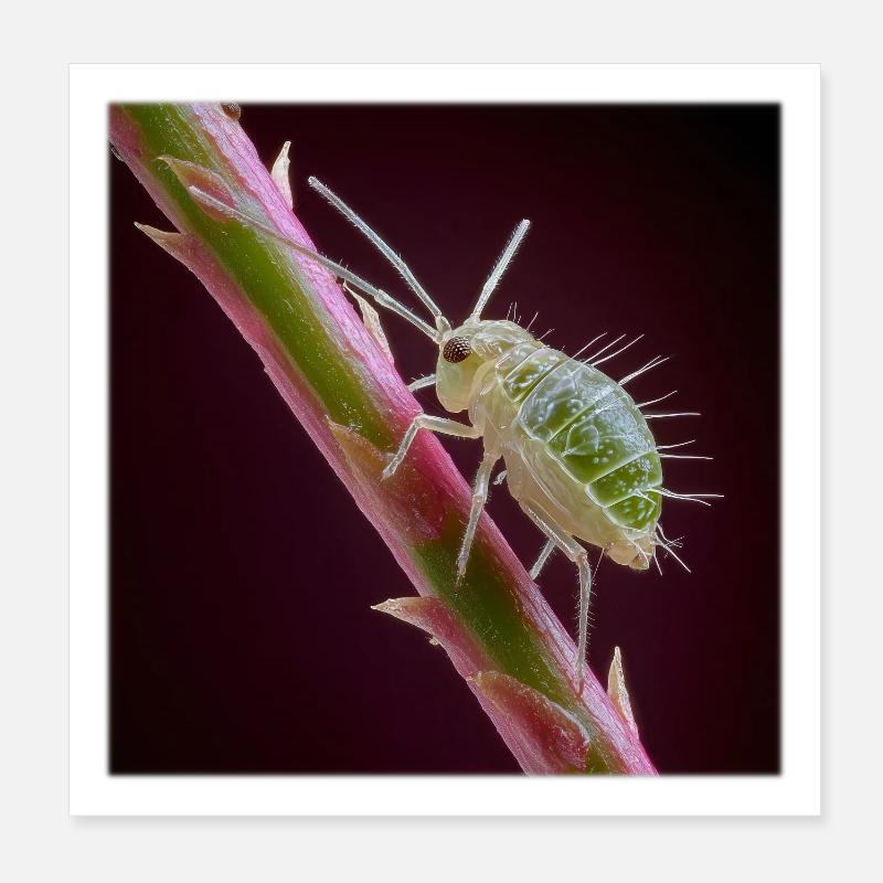 Green Aphid Macro – Exotic Insect Design Poster 8" x 8" (20x20 cm)