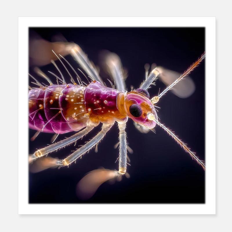 Neon Insect Macro – Abstract Micro World Design Poster 8" x 8" (20x20 cm)