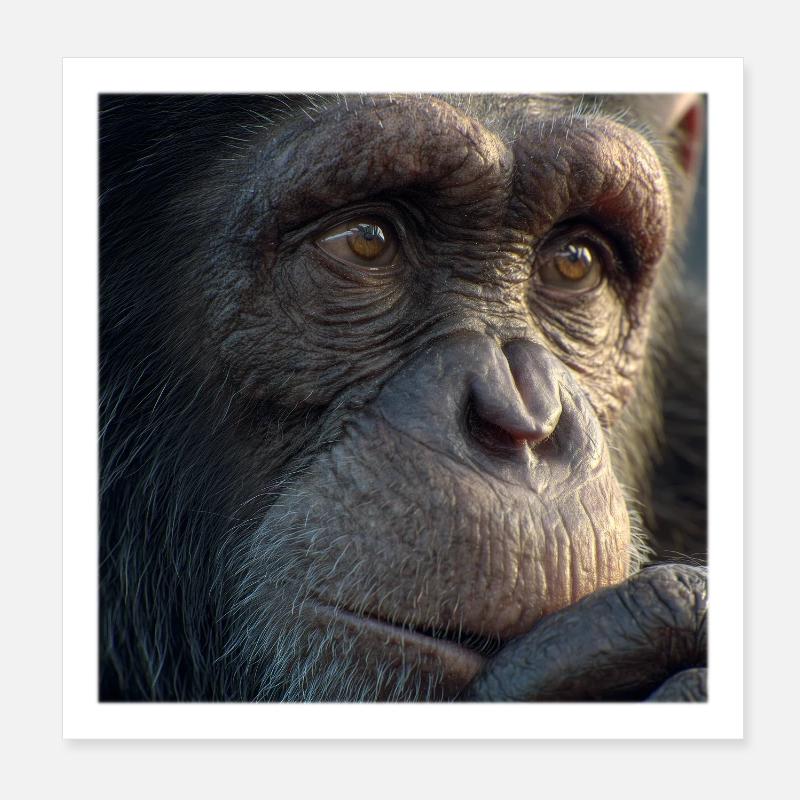 Portrait du chimpanzé – Focus réaliste du singe Poster 20 x 20 cm