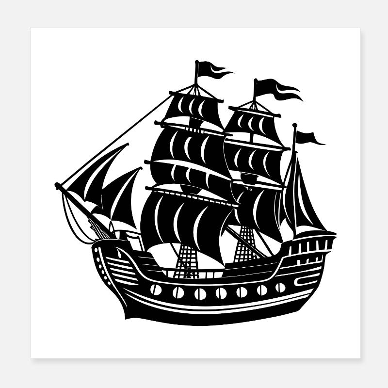 Navire pirate Poster 20 x 20 cm