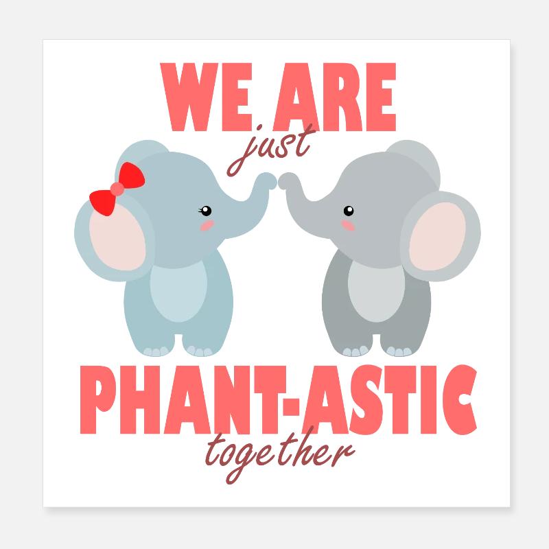 Amis Phant-astiques Éléphants Poster 20 x 20 cm