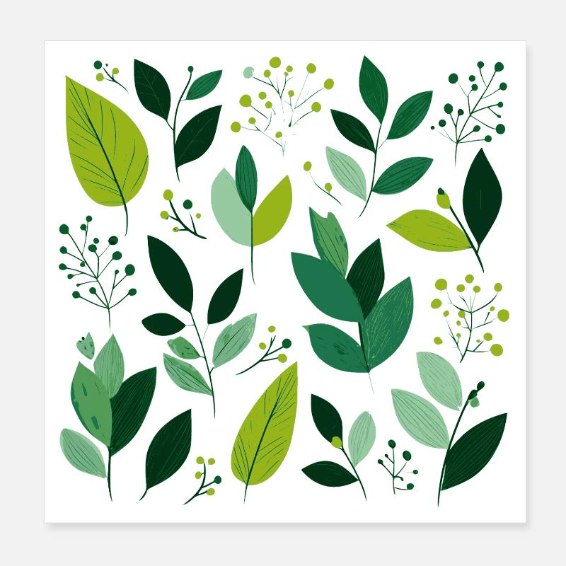Feuilles vertes Poster 20 x 20 cm