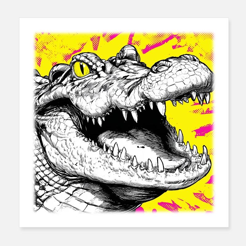 Crocodile Sketch – Urban Graffiti Style Design Poster 8" x 8" (20x20 cm)