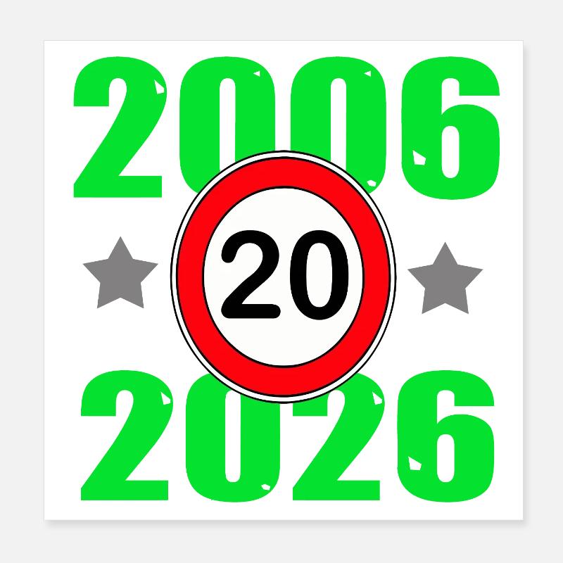 20 ans, 20e anniversaire 2026 Poster 20 x 20 cm