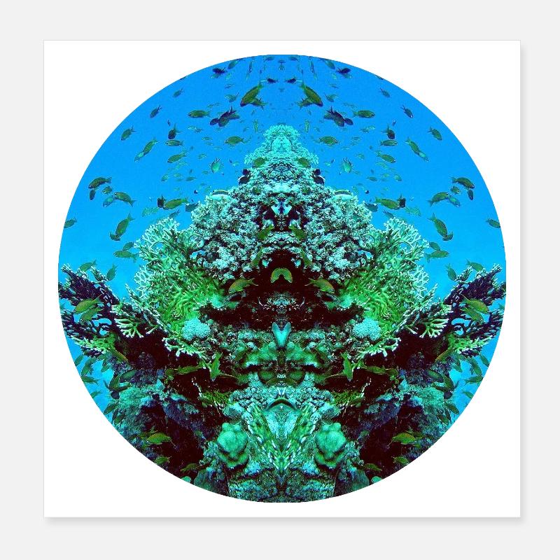 Créatures aquatiques en rouge Poster 20 x 20 cm