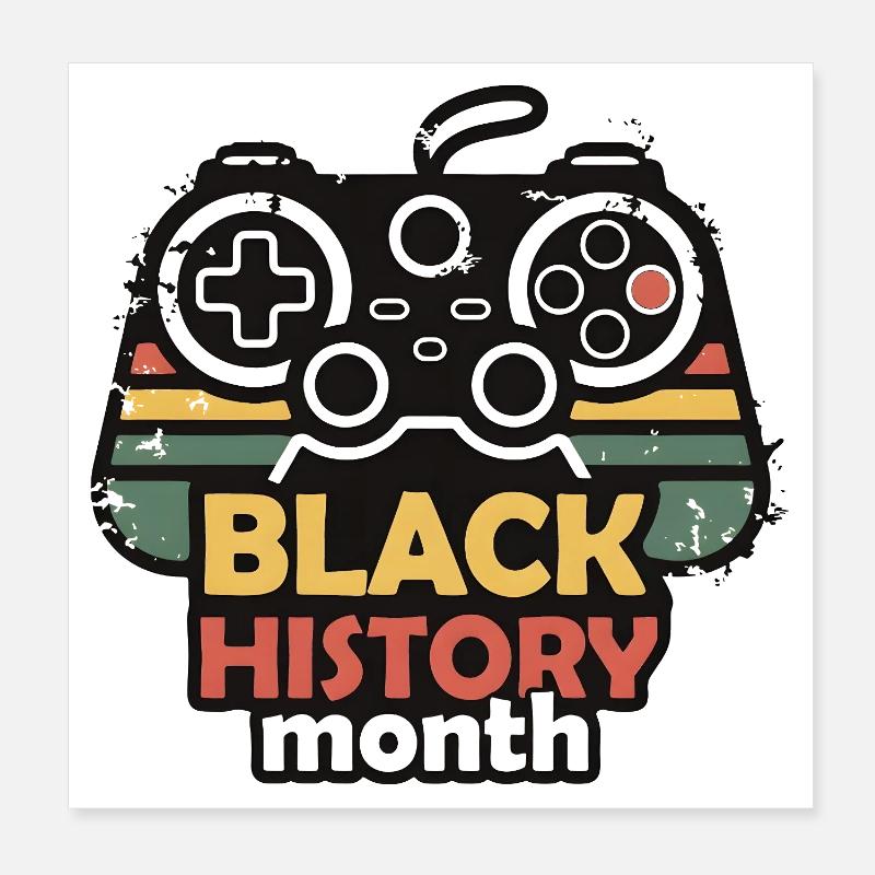 Manette de jeu rétro du Mois de l’Histoire des Noirs Poster 20 x 20 cm