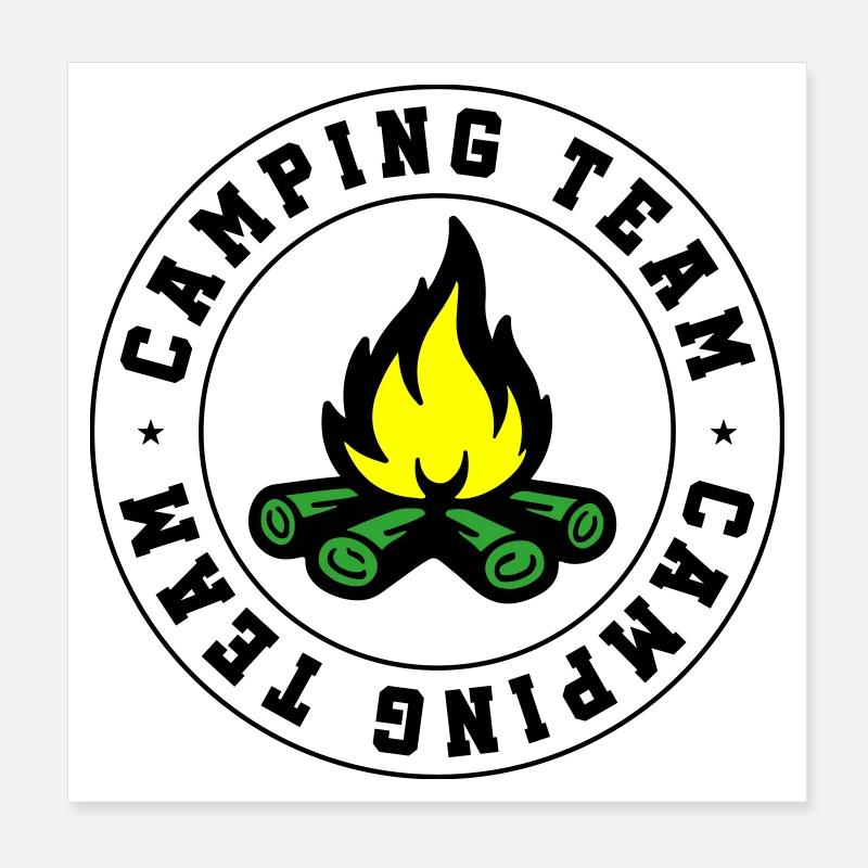 Camping Team Campfire Poster 8" x 8" (20x20 cm)