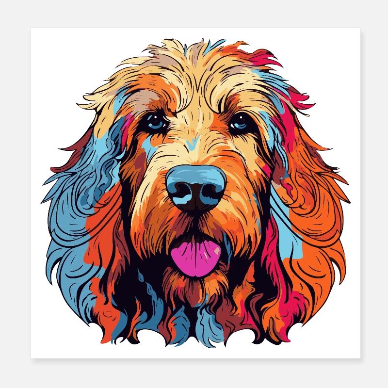 Farbenfrohes Hunde-Porträt Poster 20x20 cm