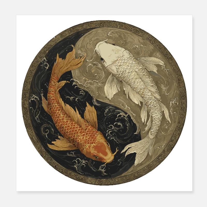 Koi Yin-Yang Medaillon Poster 20x20 cm