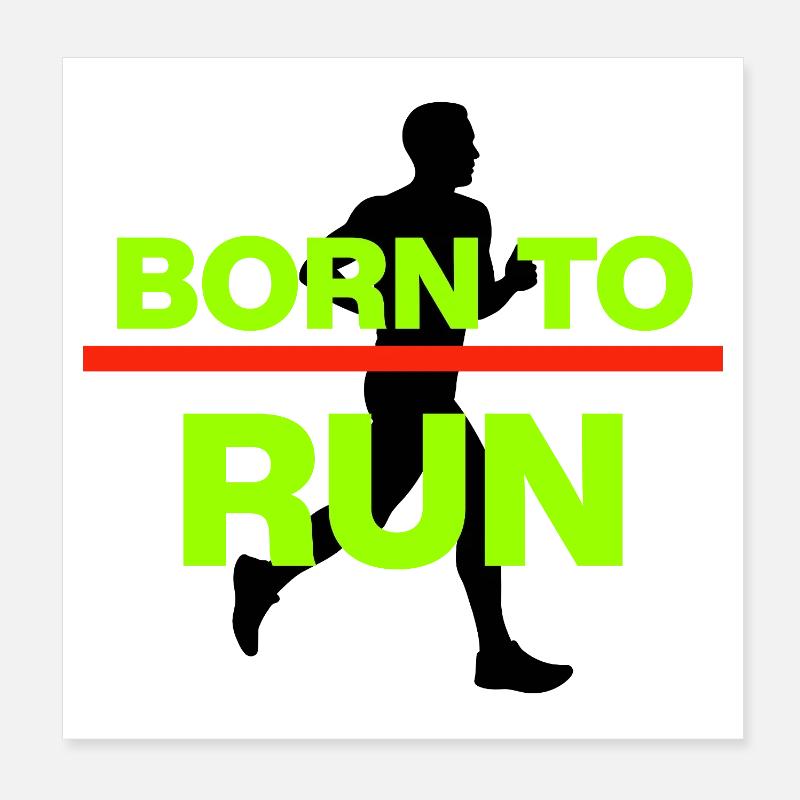 NÉS POUR COURIR ! MARATHON, COURSE, JOGGING Poster 20 x 20 cm