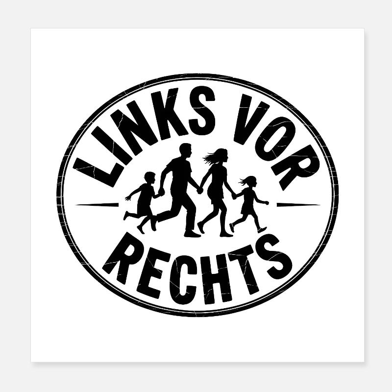 Links vor Rechts - Funny Antifa Spruch Poster 20x20 cm